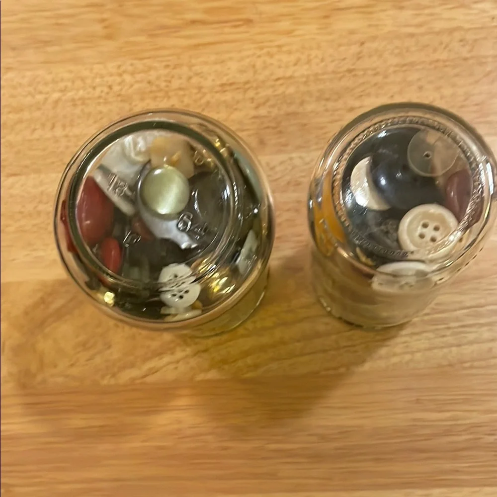 2 Glass Jars with vintage Assorted Buttons